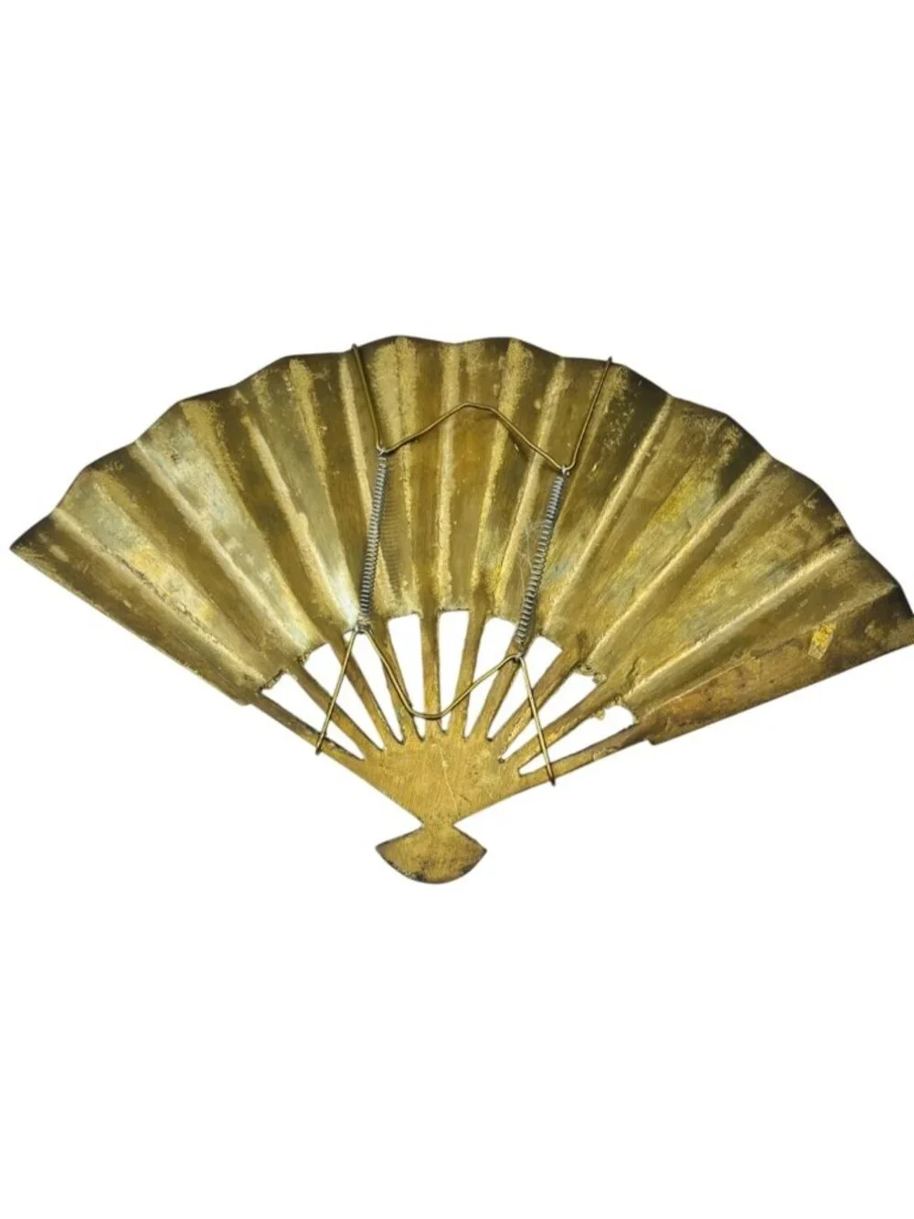 MCM vintage Solid Brass Phoenix & Floral Asian Theme Decorative Fan